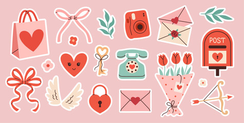 Set of stickers for Valentine's Day. A symbol of love