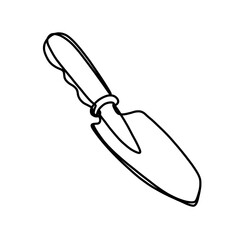 Gardening trowel continuous one line art drawing