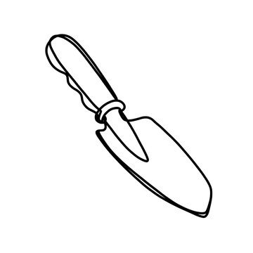 black and white garden trowel clip art preview
