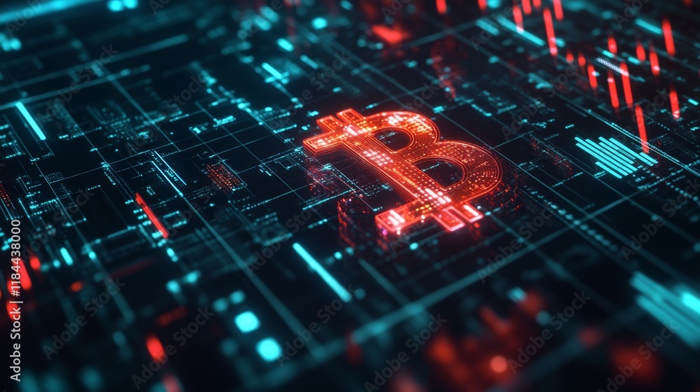 Poster cryptocurrency trends and insights digital finance world infographic tech environment close-up view 