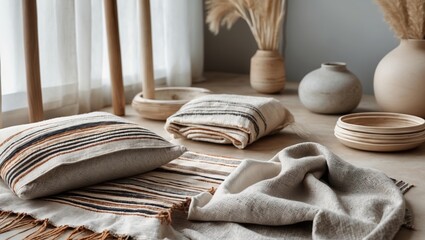 Inviting Cozy Interior with Textured Decor and Minimalist Design