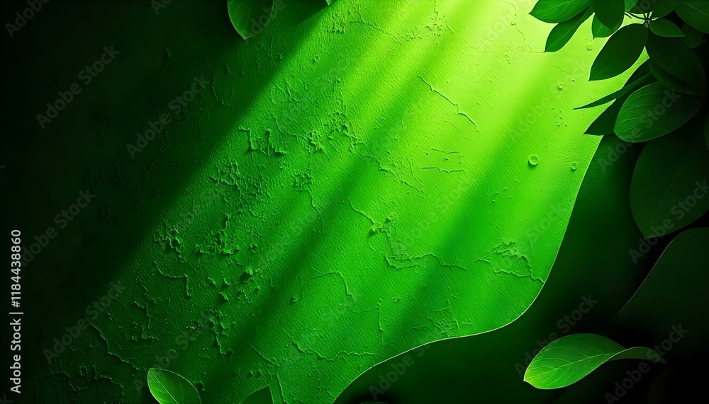 Poster Green abstract background with copy space with a place for text. Abstract background with green smoke. With copy space image. Green empty bright background. Festive and advertising eco background 