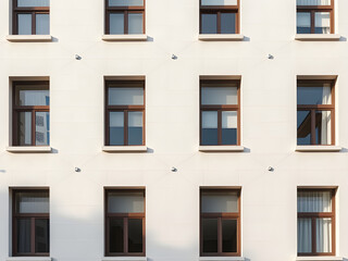 Fototapeta premium Modern Minimalist Building Exterior with White Facade and Windows