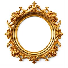 Elegant Gold Ornate Round Frame Antique Style Decorative Vintage Circular Picture Frame