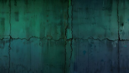 Obraz premium vibrant green-blue concrete wall background with cracks Generative AI