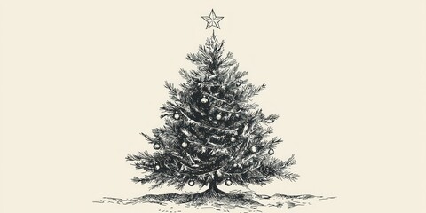 Christmas tree hand drawn illustrations. Vector.
