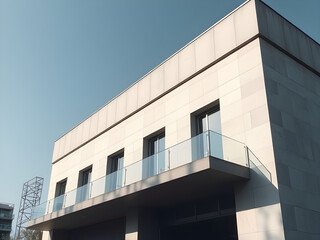 Modern Minimalist Building Exterior with White Facade and Windows