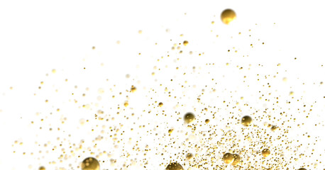 Euphoric Eruption: Magnificent 3D Illustration Showcasing Bursting gold Confetti PNG