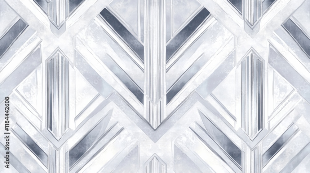 Aufkleber geometric abstract pattern with silver tones and symmetrical lines