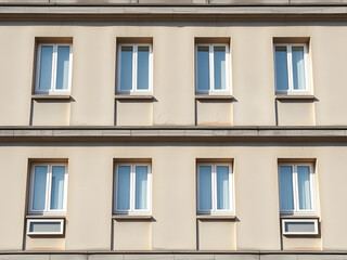 Obraz premium Modern Minimalist Building Exterior with White Facade and Windows