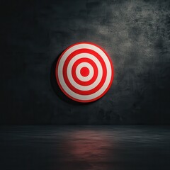 Spotlight on Bullseye Target against Dark Background with Highlights