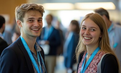 Young professionals engage at a vibrant financial exhibition, emphasizing networking, collaboration, and career growth, ideal for youth entrepreneurship campaigns.