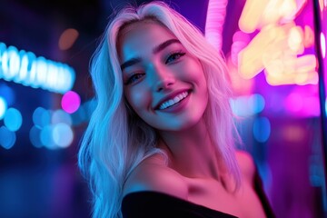 artistic and creative projects, symbolizing fun and happiness with a touch of nightclub or party-like aesthetics. The combination of colored lights and smoke effects enhances the mood