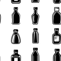 Collection of Buffalo Sauce continuous icon pattern, Buffalo Sauce vectorized artwork