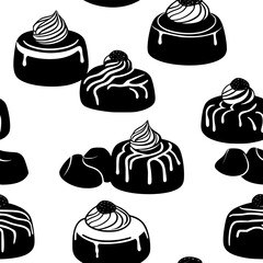 Caramel custard tiled design, Caramel custard repeating background illustration