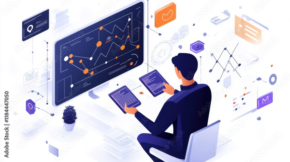 Poster data driven business insights and analytics on digital display
