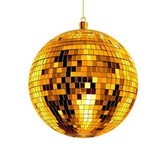 Obraz premium Sparkling Golden Disco Ball Hanging Decoration Festive Party Ornament New Year s Eve Celebration