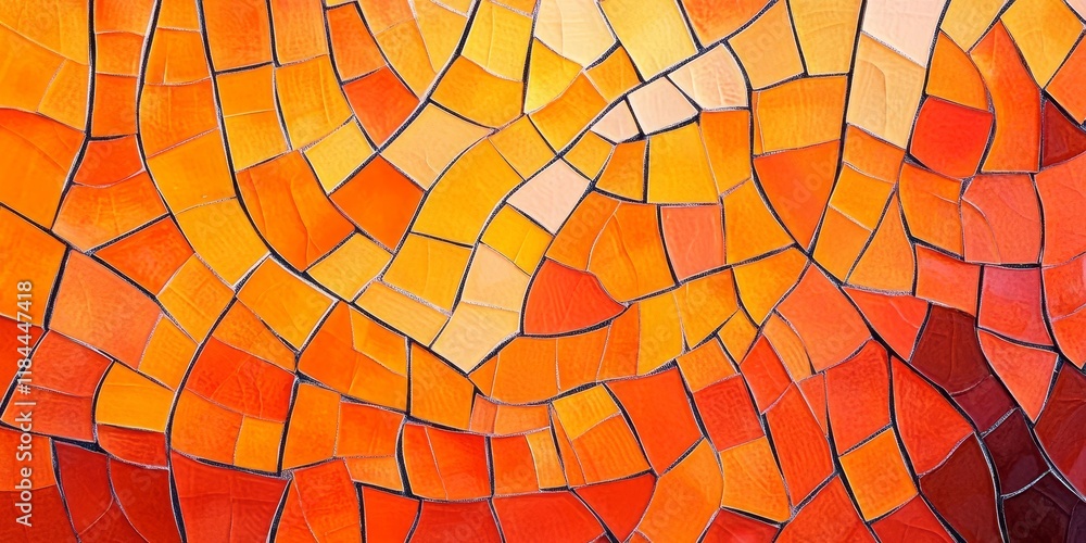 Aufkleber vibrant abstract orange background featuring intricately designed mosaic tiles, creating a visually 