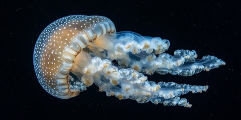 Warty comb jellyfish, also known as sea walnut jellyfish, displays unique features of Mnemiopsis leidyi, showcasing its fascinating characteristics and natural beauty in marine environments.
