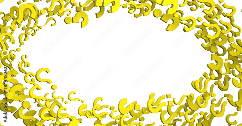 Poster Infinite question marks on a plane, original three dimensional illustration.
