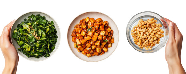 Healthy eating set vegetarian ingredients for nourishing meals in japan