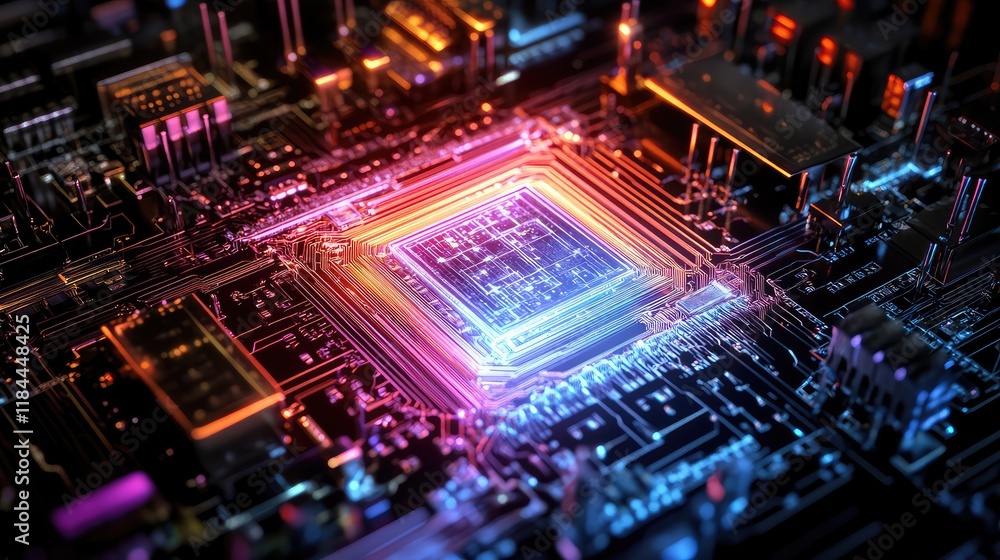 Poster quantum-enhanced systems for energy efficiency, with quantum processors running simulations to optim