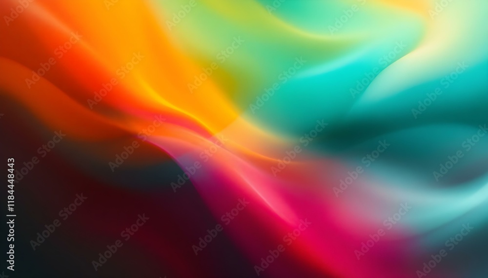 Poster Orange teal green pink abstract grainy gradient background noise texture effect summer poster design. Hyber realistic retro grainy gradient background noise texture effect summer poster design