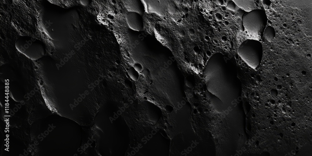 Poster black foam texture is prominently featured against a sleek black background, creating a striking vis
