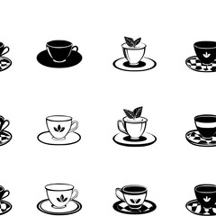 Collection of Mint tea continuous icon pattern, Mint tea vectorized artwork