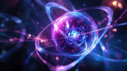 Obraz premium Quantum-powered energy efficiency solutions, showcasing quantum computing optimizing smart grid systems and reducing energy waste