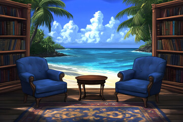 Fototapeta premium Tropical Beach Library Illustration