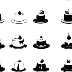 Collection of Panna cotta vector icons, Panna cotta vector art pattern