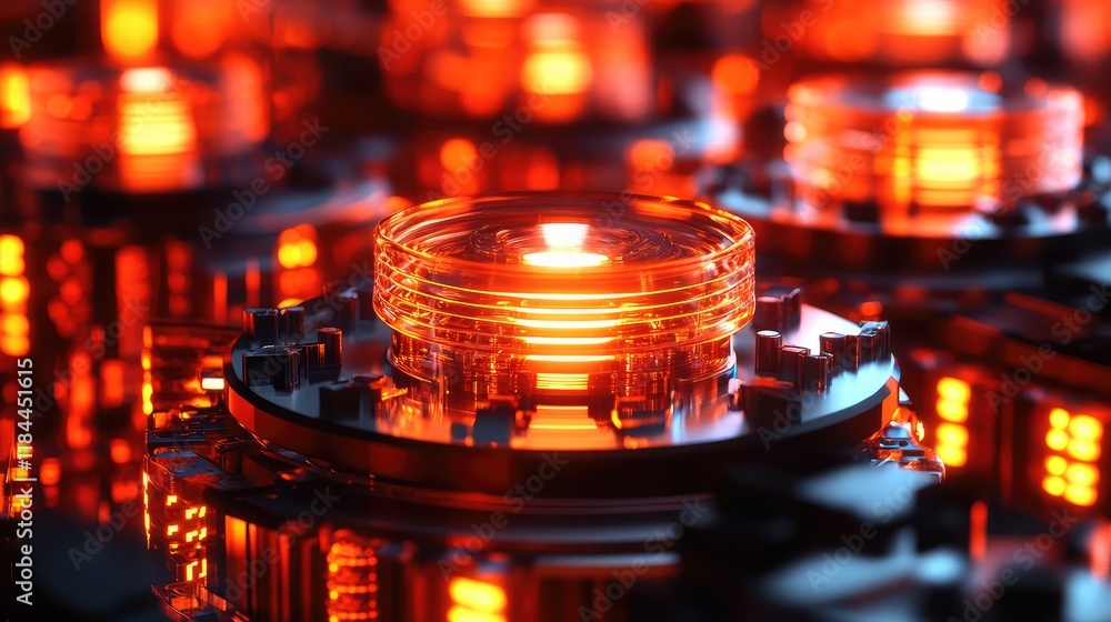 Poster quantum-powered energy systems, with quantum computing running simulations to improve energy efficie