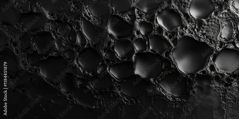 Poster black foam texture is prominently featured against a sleek black background, creating a striking vis