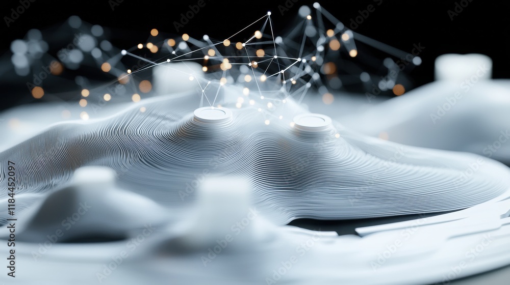Poster captivating digital artwork with dynamic shapes fractal patterns and mesmerizing lighting effects