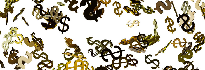 US Dollar sign symbols 3d close up
