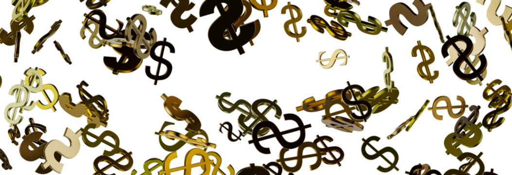 US Dollar sign symbols 3d close up
