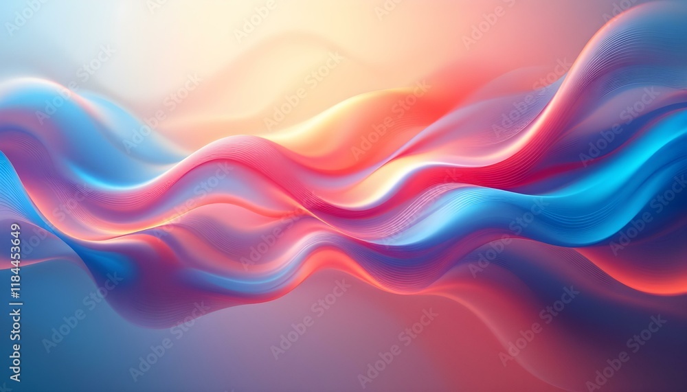 Fototapete abstract background with smooth blue and red wavy lines motion flowing over each other. abstract col