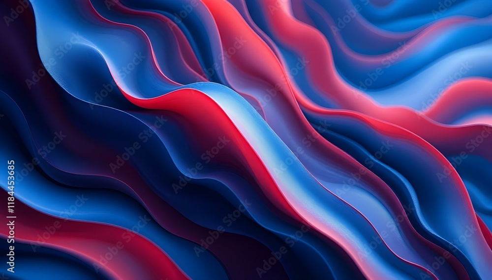 Fototapete abstract background with smooth blue and red wavy lines motion flowing over each other. abstract col