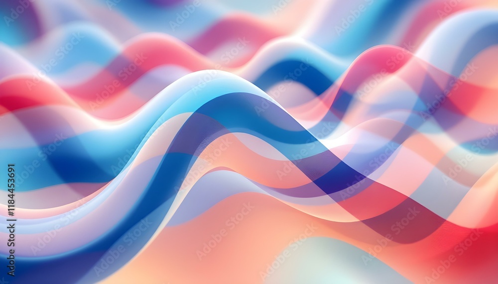 Fototapete abstract background with smooth blue and red wavy lines motion flowing over each other. abstract col