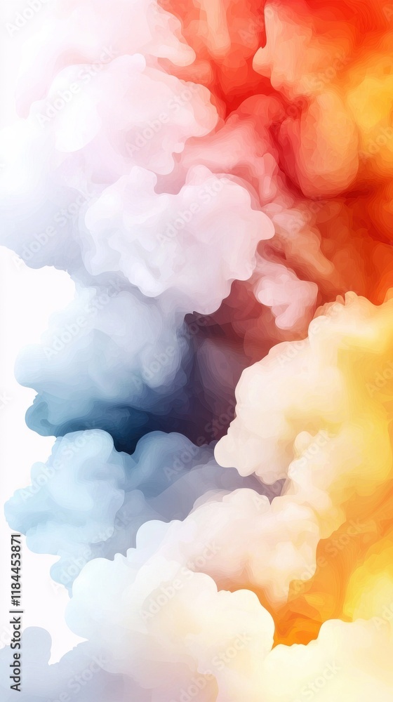 Poster vibrant and ethereal abstract composition with colorful splash of light and hazy textures