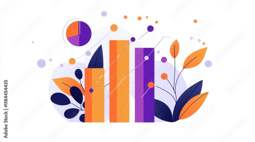 Poster vibrant abstract infographic visualizing financial data and business growth analytics