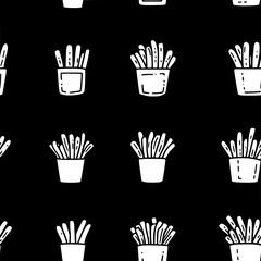 Fototapeta premium Collection of Truffle Fries vector icons, Truffle Fries vector art pattern