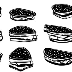 Collection of Turkey Sandwich digital art, Turkey Sandwich vector graphic, repetitive pattern