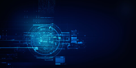 2d illustration Abstract futuristic electronic circuit technology background