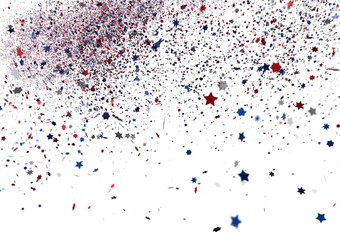  Red Blue White Stars Confetti Overlay