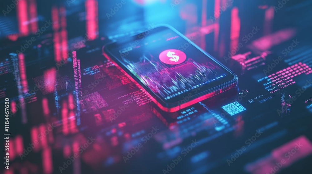 Poster digital currency trends virtual space technology visualization futuristic environment close-up view 