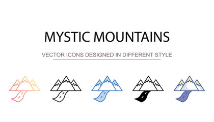 Fototapeta premium Mystic Mountains icon design with white background stock illustration