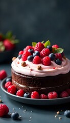 Chocolate cake with strawberries