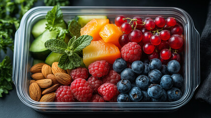 Fresh summer berry set in boxes